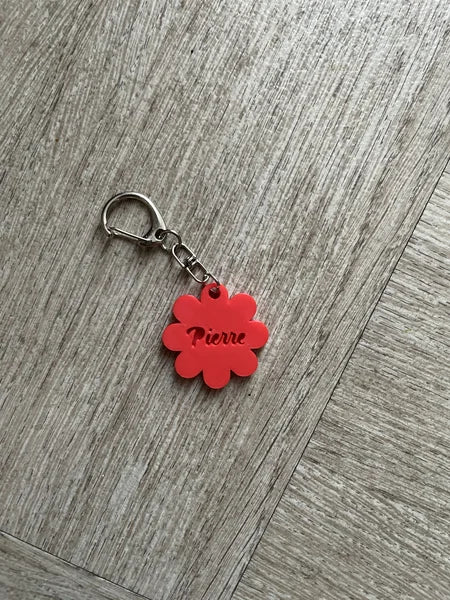 Porte-clé Prénom Personnalisé - fleur - Impression 3D